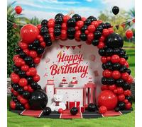 Red and Black Balloons, 138 pcs Matte Black and Red Latex Balloon Garland Arch Kit for Girls Women Birthday Bridal Baby Shower Wedding Engagement Poker Card Graduation Bachelorette Party Decorations