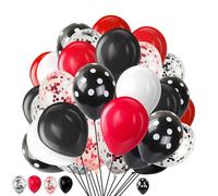 Red and Black Balloons 25Pcs 10 Inch Confetti Balloon with Black Polkadot Balloons for Kids Birthday Wedding Graduation Casino Poker Card Pirate Theme Party Supply