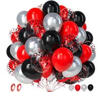 Red and Black Balloons, 50 PCS Birthday Balloons for Party Decorations | 12Inch Durable Latex, for Graduation, Anniversary, New Year, Poker, Casino, Retirement, Hero/Stranger Themed Party Decoration