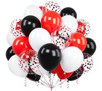Red and Black Balloons, Ousuga 60 pcs 12 Inch Matte Red Black White Confetti Latex Balloons Set for Boys Men Birthday Baby Shower Wedding Graduation Anniversary Engagement Retirement Party Decorations