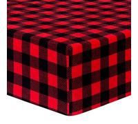 Red and Black Buffalo Check Deluxe Flannel Fitted Crib Sheet-Buffalo Check Print, Cotton Flannel, Red, Black, Fully Elasticized, 10 in Deep Pockets, Fits Standard Crib Mattress 28 in x 52 in