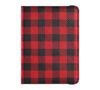 Red and Black Buffalo Plaid Check Tartan Scotland Leather Passport and Vaccine Card Wallet Combo Travel Documents Organizer Protector Passport Holder Case for Travel Essential Waterproof, Multicolor,