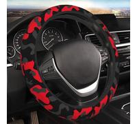 Red and Black Camo Camouflage Cool Pattern Steering Wheel Cover for Women Men Girls Car Accessories Decor Anti-Slip Neoprene Auto Steering Wheel Covers Protector Universal 15 Inch