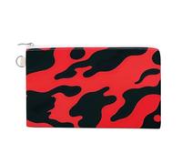 Red And Black Camouflage Coin Purse Canvas Wallet Cute Change Purse Small Storage Bag with Zipper, red and black camouflage, One Size, Flowers and Animals