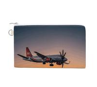 Red And Black Camouflage Coin Purse Canvas Wallet Cute Change Purse Small Storage Bag with Zipper, Romantic Sunset Plane, One Size, Flowers and Animals