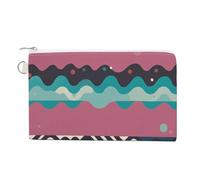 Red And Black Camouflage Coin Purse Canvas Wallet Cute Change Purse Small Storage Bag with Zipper, Wavy lines and dots, One Size, Flowers and Animals