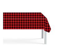 Red and Black Checkered Table Cloth Party Disposable Table Cover,137cmx274cm Rectangular Plastic Checkered Flag Plaid Tablecloth Gingham TableCover for Buffet Party,Picnic,Birthday,Christmas,Camping
