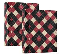 Red and Black Chess Board 1.5 in School Binder 3-Ringing with Pocket Cover 1/2 Packs Office Binder Supplies Hardcover