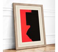 Red and Black Divide Geometric Framed Wall Art Print A1 (84.1×59.4cm) Oak, Wall Decor for Living Room, Bedroom, Office & Home, Ready to Hang, Art Gift