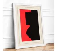 Red and Black Divide Geometric Framed Wall Art Print A1 White Frame