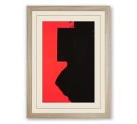 Red and Black Divide Geometric Framed Wall Art Print A3 (42×29.7cm) Oak, Wall Decor for Living Room, Bedroom, Office & Home, Ready to Hang, Art Gift