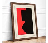 Red and Black Divide Geometric Framed Wall Art Print A4 Walnut Frame