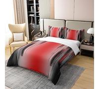 Red and Black Duvet Cover 100% Cotton for Kids Boys Girls Ombre Red Comforter Cover Set King Size Messy Rust Bedding Set Bedroom Decor Abstract Art Bedspread Cover Bedding Collection 3Pcs