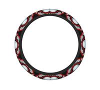 Red and Black Evil Ghost Double-Layer Thick Steering Wheel Cover, 100% Polyester, 15 feet in Diameter
