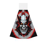Red and Black Evil Ghost Hangable portable towel, velvet super absorbent kitchen towel, children's adult bathroom kitchen hanging towel