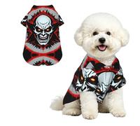 Red and Black Evil Ghost L Pet Hawaiian Shirt for Small Dogs-Cute Summer Beach Outfit for Puppy, Soft Breathable Cat Clothes with Buttons