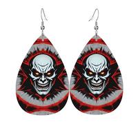Red and Black Evil Ghost Leather Earring. Stylish teardrop shape, perfect for women, and a great decorative choice for parties and holidays.