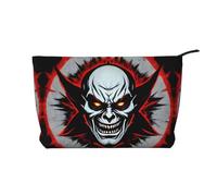 Red and Black Evil Ghost Pattern Large Capacity Corduroy Cosmetic Bag, Fashionable Waterproof toiletries Storage Bag