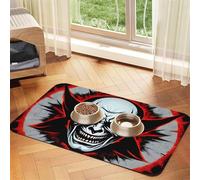 Red and Black Evil Ghost Pet Absorbent Leather Placemat 30x45cm Beautiful Design Cat and Dog Bowl Mat Portable Storage