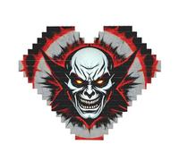 Red and Black Evil Ghost Print Building Brick Block Puzzle - Heart Shaped Picture Puzzles, Wooden Picture Jigsaw Puzzles