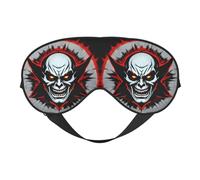 Red and Black Evil Ghost Prints Double-Sided Eye Mask Adjustable Design Light-Blocking and Breathable Suitable for Rest and Travel.