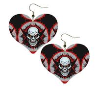 Red and Black Evil Ghost Prints Stylish Heart-Shaped Earrings Lightweight Women'S Accessories Perfect For Parties And Valentine'S Day.