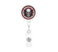 Red and Black Evil Ghost Retractable Badge Holder. Stylish Full-Width Print, Suitable for Offices, Schools, Hospitals, etc.