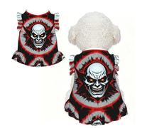 Red and Black Evil Ghost Ruffle Dog Dress Frilly Sleeveless Breathable Summer Party for Small Dogs Cats S