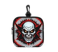 Red and Black Evil Ghost Small Waterproof Zipper Pouch-Neoprene Storage Bag for Earbuds, Keychain Clip Case