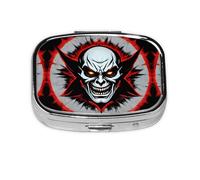 Red and Black Evil Ghost Square mini Pill Box, Travel Pill Box, can be Put into Wallet or Pocket to Store a Variety of Small Items