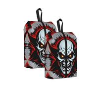 Red and Black Evil Ghost Water Resistant Travel Shoe Bag with Handle for Suitcase Sneakers Boots Gym 2PCS