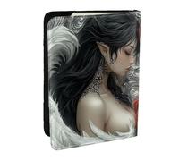 Red and Black Fantasy Goddess Printed Passport Holder,Travel Pu Leather Passport Cover Case Organiser for Men Women,6.5 Inch