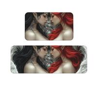 Red And Black Fantasy Goddess Rug Cushioned Kitchen Rugs Sets Of 2 Comfort Standing Mat For Home Decor Sink,Kitchen Mats For Floor Non Slip Washable ，Laundr 17"X47"+17"X30"