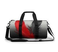Red And Black Feather Gym Bag for Men Women, Sturdy Oxford Cloth Travel Bags with Removable Shoulder Strap, Waterproof Duffel Bag for Fitness, Travel, Yoga