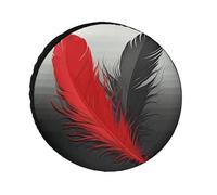 Red and Black Feather Spare Tire Cover Weatherproof Tire Diameters 24-36 Inch Universal Waterproof Wheel Protectors for Trailers