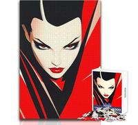 Red And Black Female Portrait Adult Jigsaw Puzzles1000 Pieces Brain Challenge Learning Game Thoughtful Surprise for Celebrations Size 50x75cm