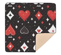 Red and Black Gorgeous Poker Cute Foldable Baby Playmat for Indoor Outdoor Lightweight Padded Play Mat for Babies Infants Toddlers, 50'' x 50''
