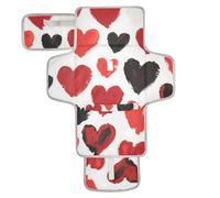 Red and Black Hearts Reusable Changing Pads with Tissue Pocket Diaper mat Changing pad Travel Lightweight & Foldable Changing Station cambiador de pa?ales para Bebes