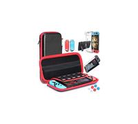 (Red and Black) HEYSTOP Switch Carrying Bag for Nintendo Switch Case with 9 in 1 Nintendo Switch Accessories Kit and 6 Pcs Thumb Grip