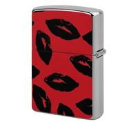 Red and Black Lips Lighter Case Metal Protective Cover with Double-Sided Art Design, Cool Lighters Pouch Shockproof Lighter Cover for Men Women Gifts, Lighters Not Included