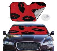Red and Black Lips Windshield Sun Shade for Car,Personalized Front Window Sun Shade Visor Shield Cover Foldable Car Sun Shade Uv Ray Reflector Keeps Your Vehicle Cool 55x30 Inch