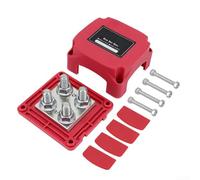 Red And Black M10 Stud Busbar Distribution Board, 12-48V 400A Heavy Duty Buss Bar Battery Terminals, For Car, Truck, Boat, Solar, RVs, Camper(M10 red)
