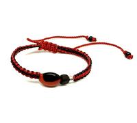 Red and Black Macrame Bracelet with Azabache and Peony Seed for Protection and Good Luck for Big Brother and Big Sister Pulso Poderoso para hermanos mayores medium size