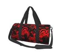 Red And Black Pattern Travel Duffel Bag Sports Gym Bag, Lightweight Overnight Weekender Bag With Shoes Compartment Yoga Gym Sports Bag For Men Women
