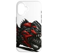 Red and Black Piranha Monster Bike with Razor Fangs Case for iPhone 16