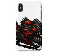 Red and Black Piranha Monster Bike with Razor Fangs Case for iPhone X/XS