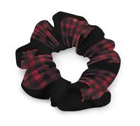 Red And Black Plaid Bear Hair Scrunchies for Women Elastic Hair Bands Soft Hair Ties for Styling Gift Christmas Valentine's Day