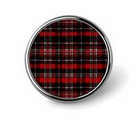 Red And Black Plaid Brooch,Fashion Creative Funny Light Luxury Badge, High-end Chic Personalized Round Emblem for Clothing Suit Scarves & Gift