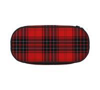 Red and Black Plaid Cute Aesthetic Big Capacity Zipper Pencil Cases Pen,Portable Office Desk Organizer for Adults