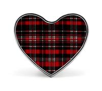 Red And Black Plaid Heart Shape Lapel Pin Personalized Pinback Button Badges Retro Punk Button Pin Kawaii Heart Badges for Men Women Clothes Bags Hats & Gift